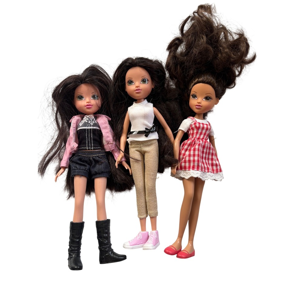 MGA Moxie Girlz Fashion Doll Lot 3 Girls 10" Brunette Y2K Outfits 2009 Sophina